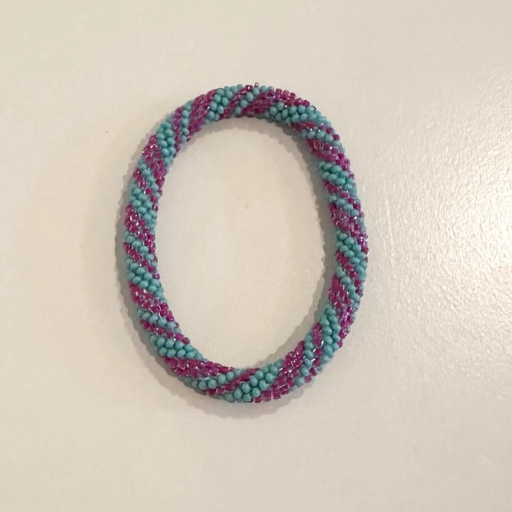Lily and Laura Turquoise and Purple Swirl Beaded Bracelet